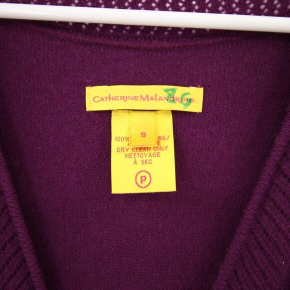 Catherine Malandrino Purple 100% Cashmere Dress Size Small V-Neck Crochet - Picture 6 of 7